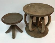 An African (Igbo) tribal Ashanti style chieftains four legged stool with carved decoration 30 cm