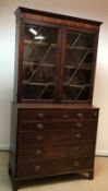 A Regency mahogany secretaire bookcase cabinet,