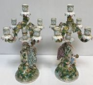 A pair of circa 1900 Sitzendorf table candelabra, five light,