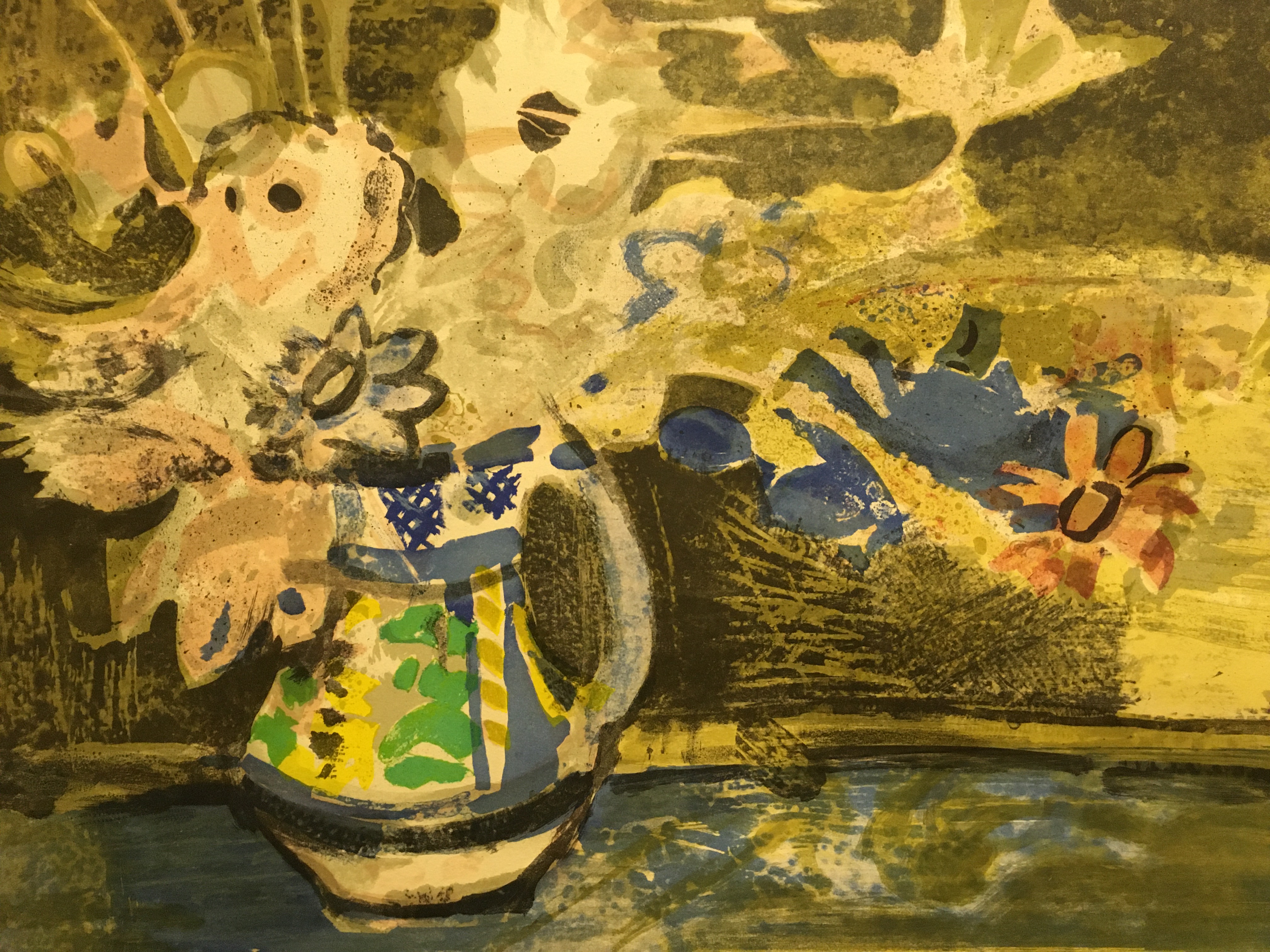 LÉONARD? "Still life with jug of flowers on a ledge", lithograph, limited edition No'd. - Image 2 of 2