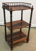 A Victorian rosewood three tier whatnot,