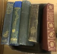 A box of assorted books to include SHAKESPEARE'S "Comedy of the Tempest" with illustrations by