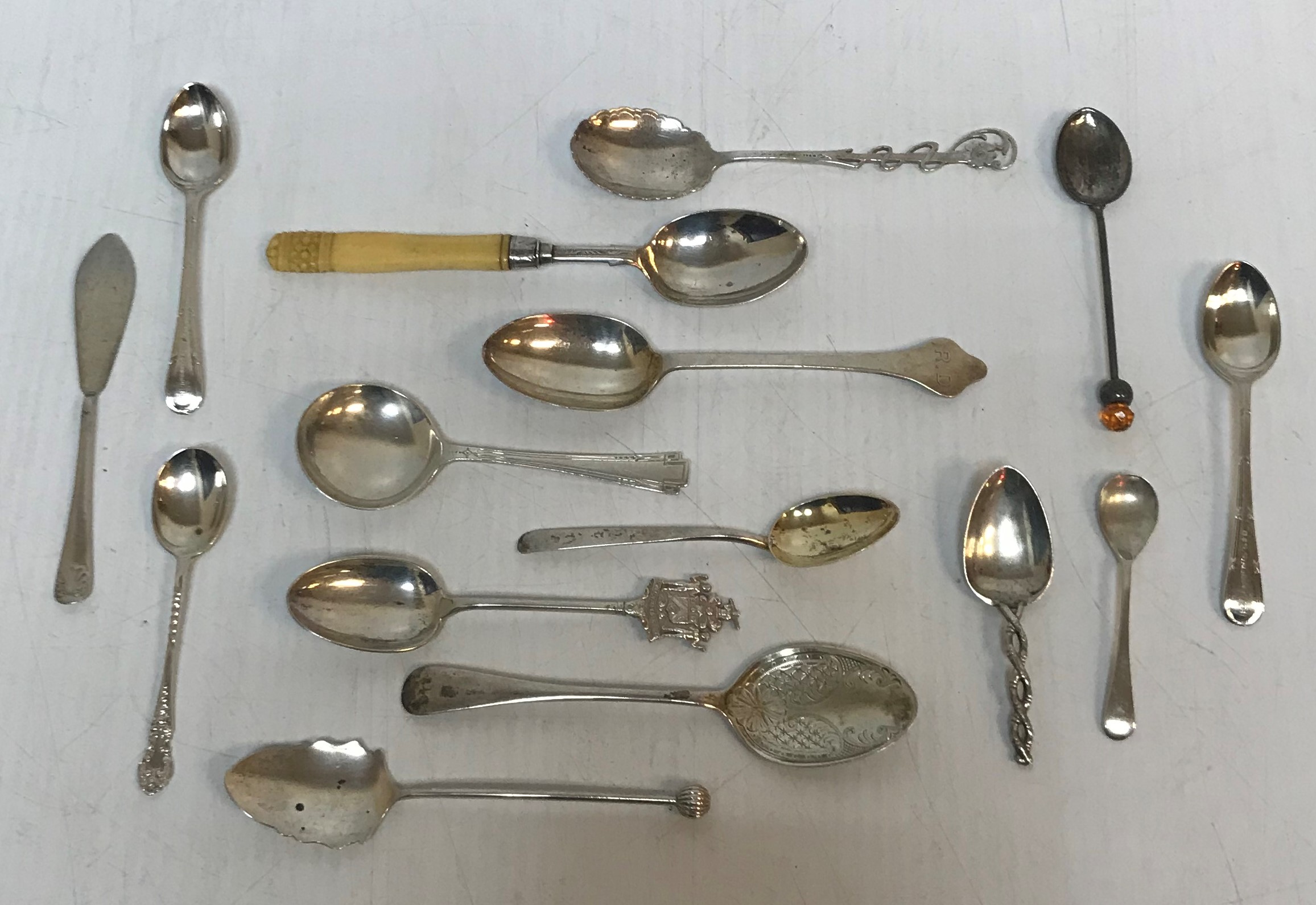 A collection of various 19th Century and later jam spoons, teaspoons, etc,