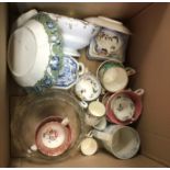 Two boxes of sundry china and glassware etc CONDITION REPORTS The only cups with