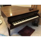 An early to mid 20th Century mahogany cased boudoir grand piano,