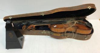 A late 19th Century Continental violin bearing "Guanarius" label dated 1697 (fake label) together