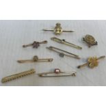 A collection of various bar and other brooches to include Cork Golf Club brooch set with a three