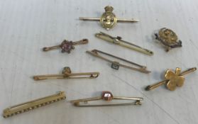 A collection of various bar and other brooches to include Cork Golf Club brooch set with a three