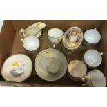 A collection of 19th Century bat printed tea wares including twelve various teacups,