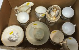 A collection of 19th Century bat printed tea wares including twelve various teacups,