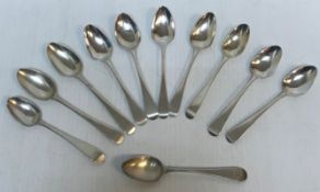 A collection of various early 19th Century and later Old English pattern tea spoons various dates
