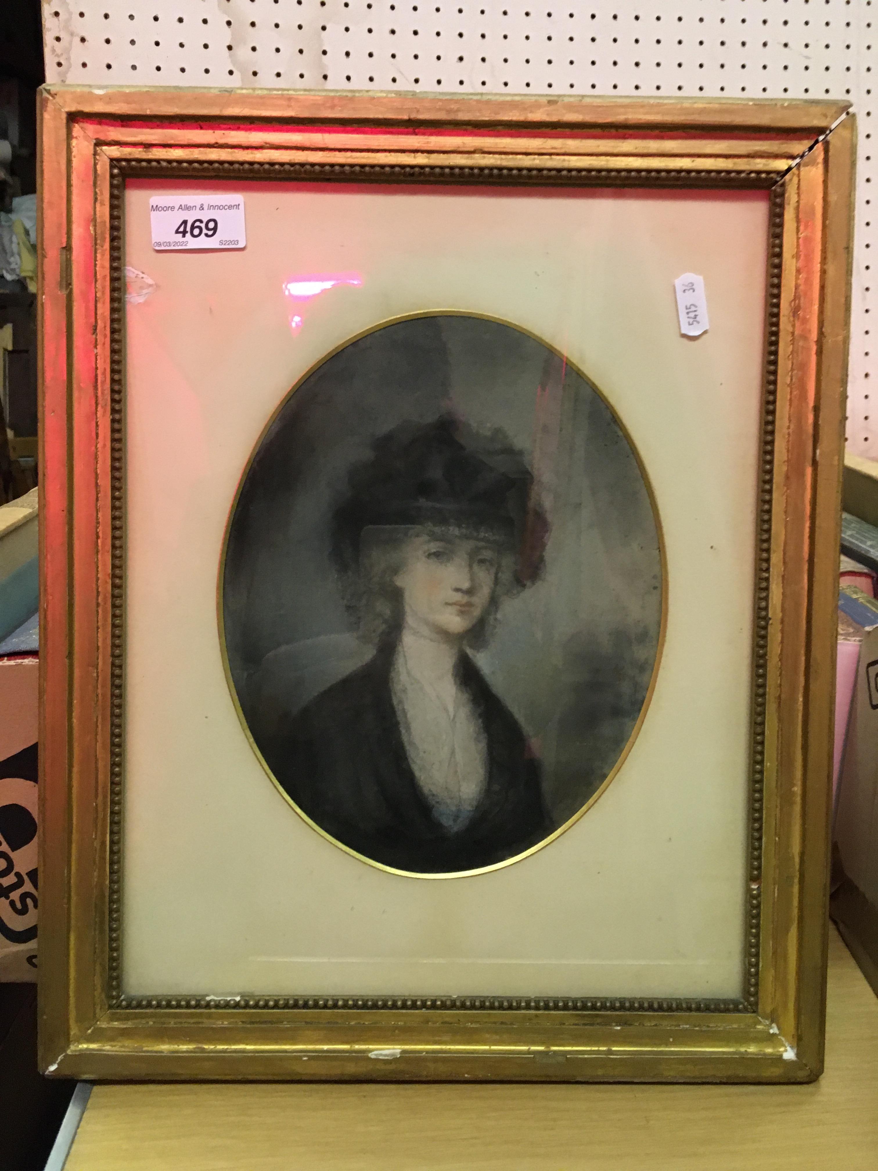 HUGH DOUGLAS HAMILTON (1739-1808) "Lady in black hat and lace trimmed dress" a portrait study,