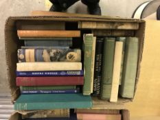 Twelve boxes of assorted books on antiques, UK travel, etc, together with "Debrett's Peerage 1948",