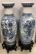 A pair of early 20th Century Chinese blue and white floor vases,