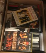 Two boxes of various DVDs, two boxes of