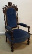 A circa 1900 Continental oak throne type