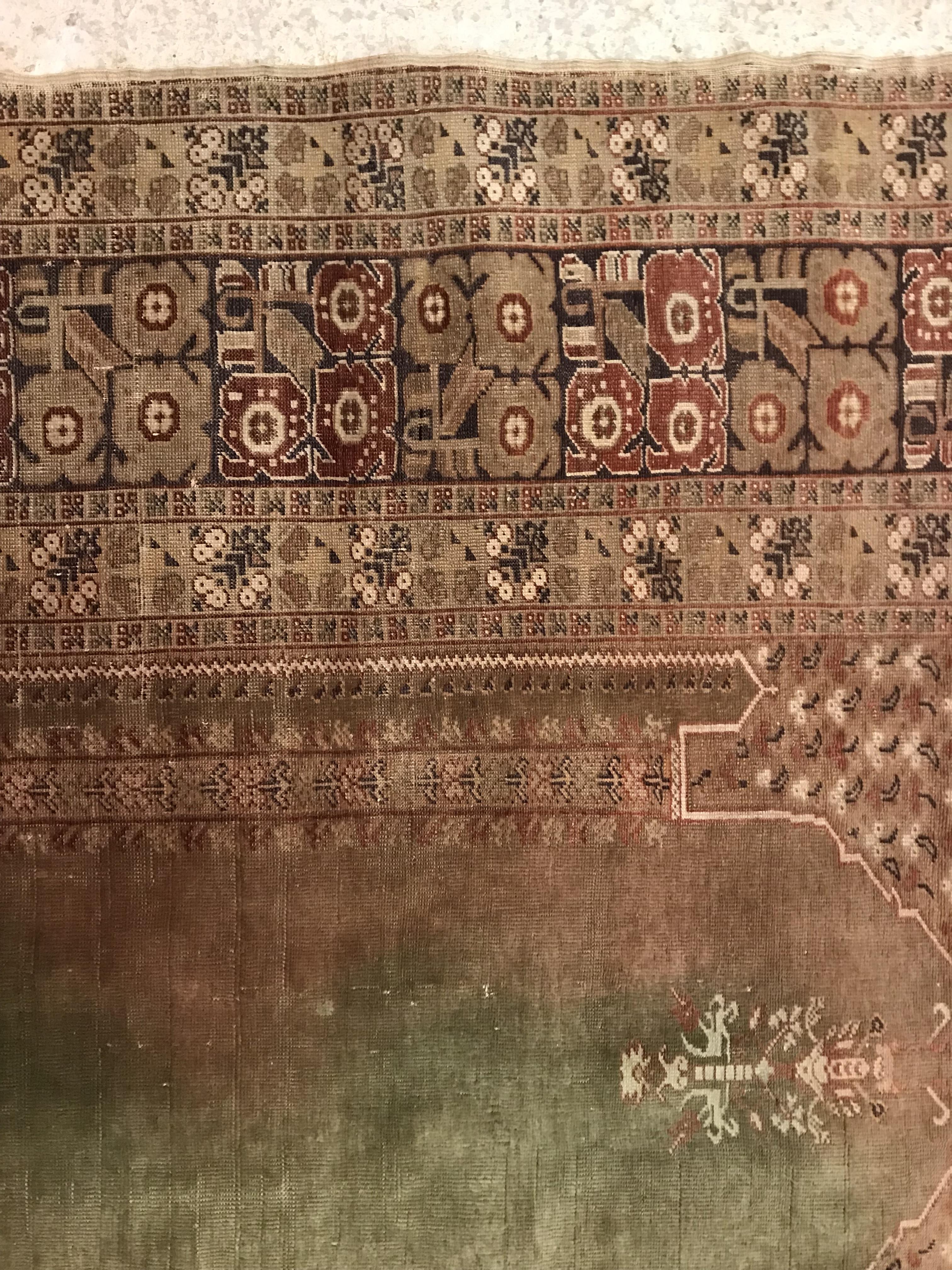 A vintage Ushak prayer rug, the central - Image 6 of 16