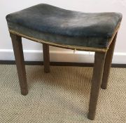 A Coronation style stool, the blue velve