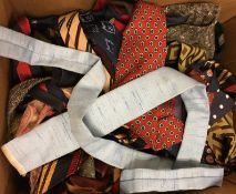 A box of assorted silk, wool and other ties, to include Harrods, Toye Kenning & Spencer, Lilywhites,