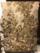 An early 20th Century Belgian type machine woven tapestry depicting a "Pointer in wooded landscape