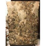 An early 20th Century Belgian type machine woven tapestry depicting a "Pointer in wooded landscape