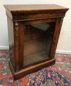 A Victorian walnut and marquetry inlaid side cabinet,