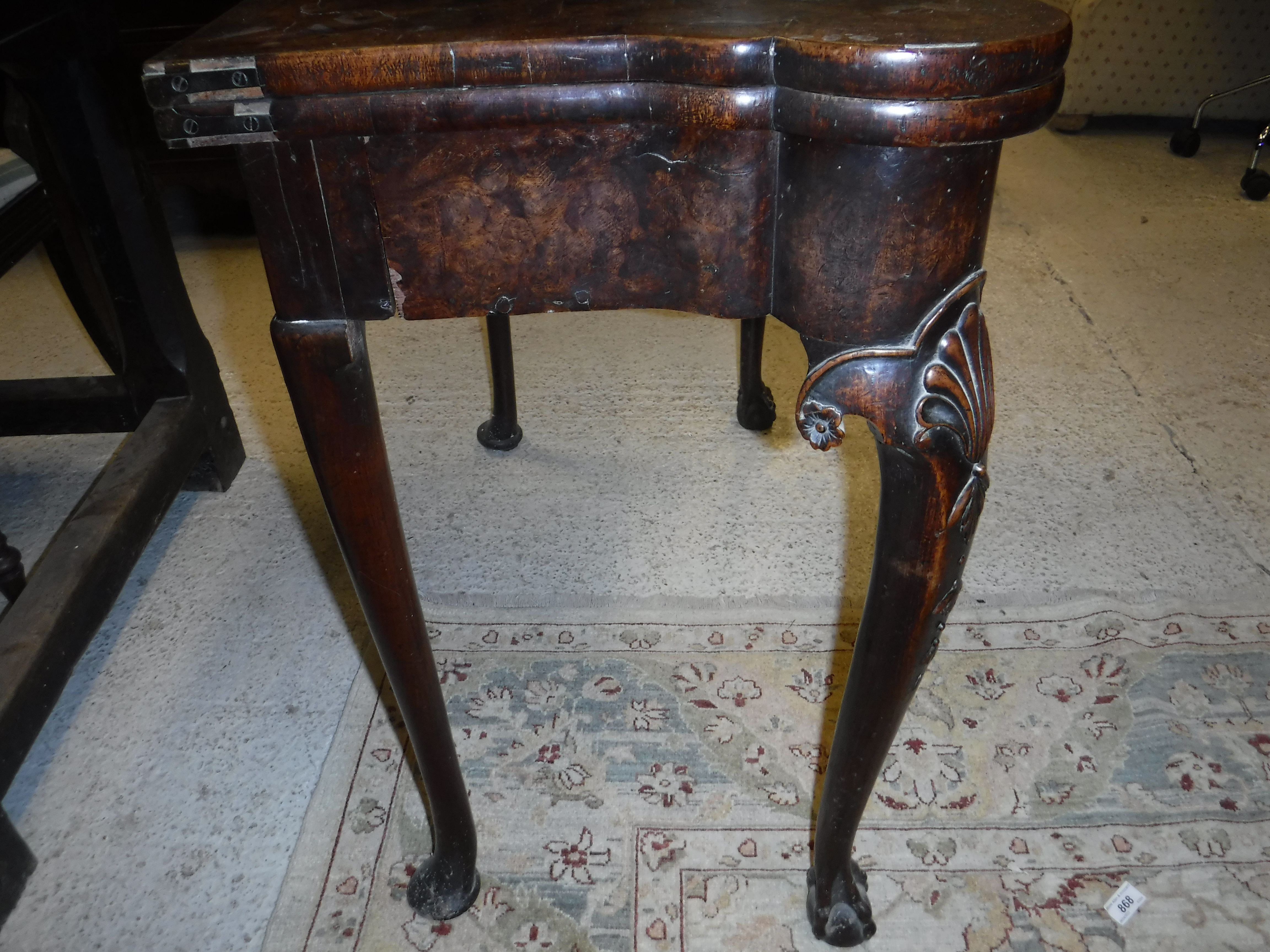 An 18th Century walnut veneered card table, the shaped top quartered, - Image 15 of 36