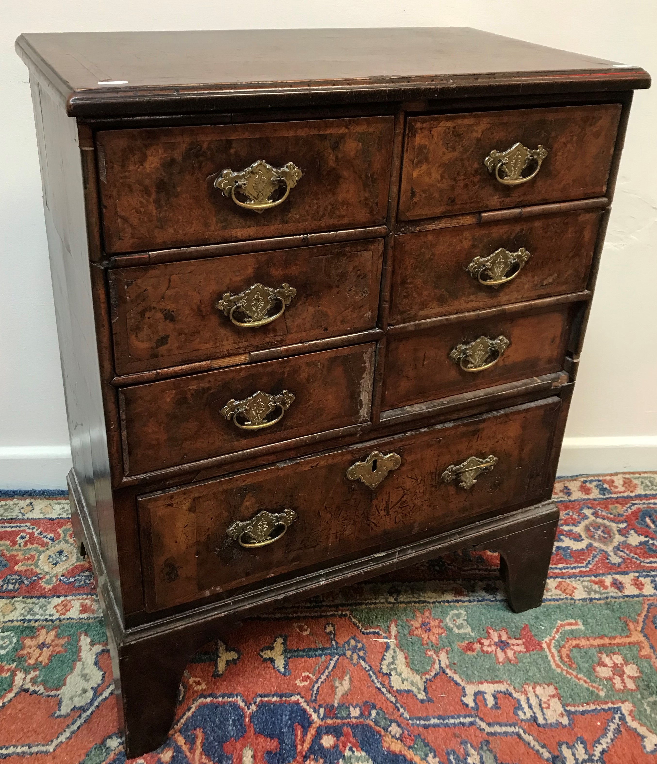 A walnut chest in the early 18th Century manner,