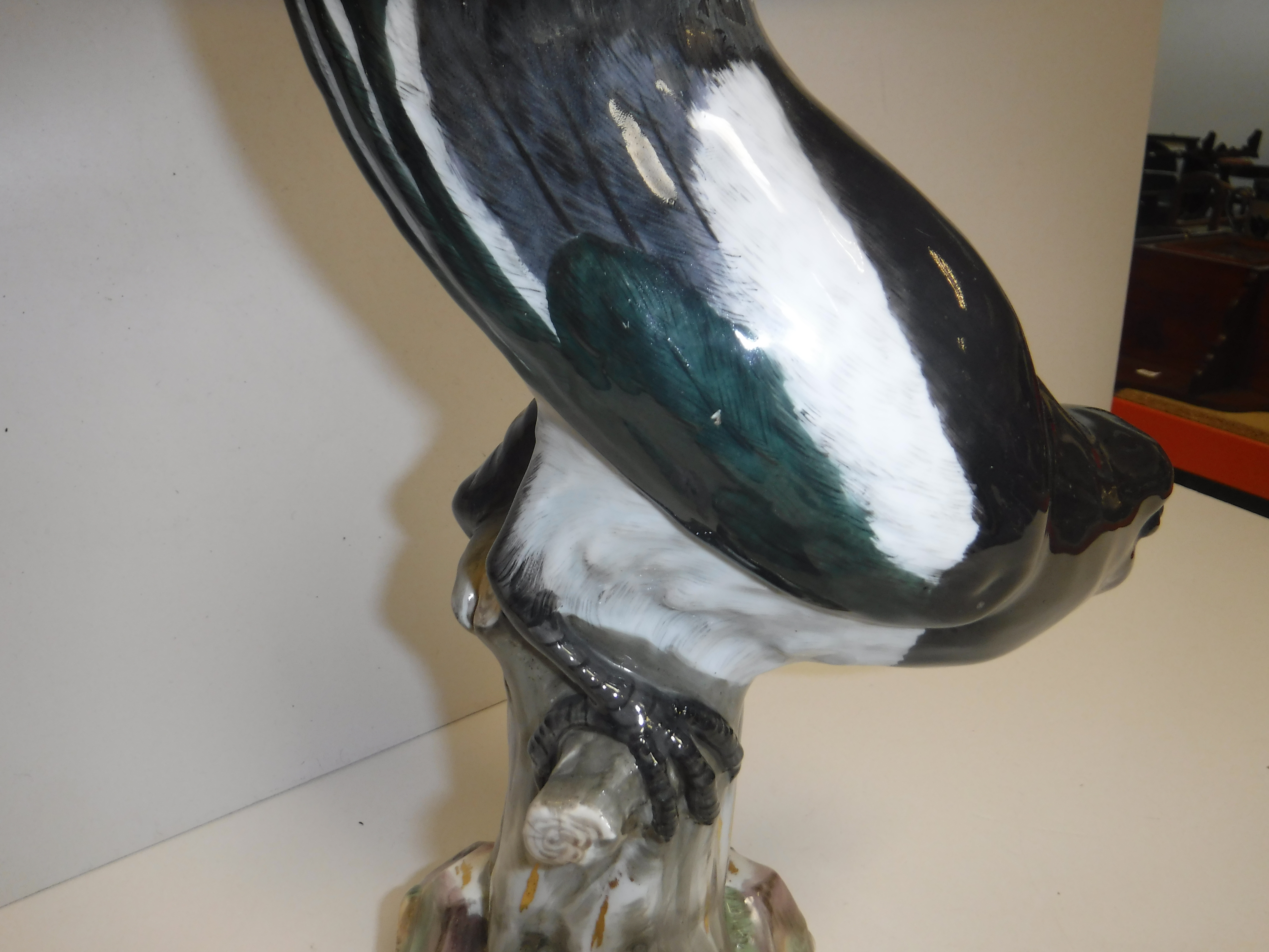A pair of 19th Century Meissen figures of "Magpies upon mossy stumps", - Image 5 of 22