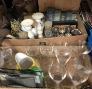 Three boxes of assorted glassware,