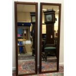 A pair of modern mahogany framed rectangular wall mirrors 48 cm x 159.