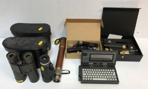 A collection of various binoculars, etc, including Swift Trilyte Mk III, 8x40 binoculars,