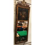An 18th Century walnut and carved giltwood framed pier glass,