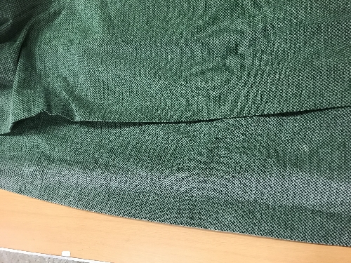 Two pairs of green chenille curtains with green linings and taped pencil pleat headings, - Image 2 of 7