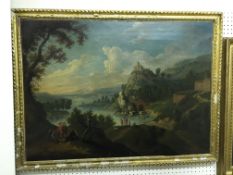 18TH CENTURY CONTINENTAL SCHOOL IN THE MANNER OF FRANCESCO ZUCCARELLI (1702-1788) "Lake landscape