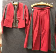 A collection of vintage 1980s clothing to include a Goldex green wool mix suit, the skirt size 40,