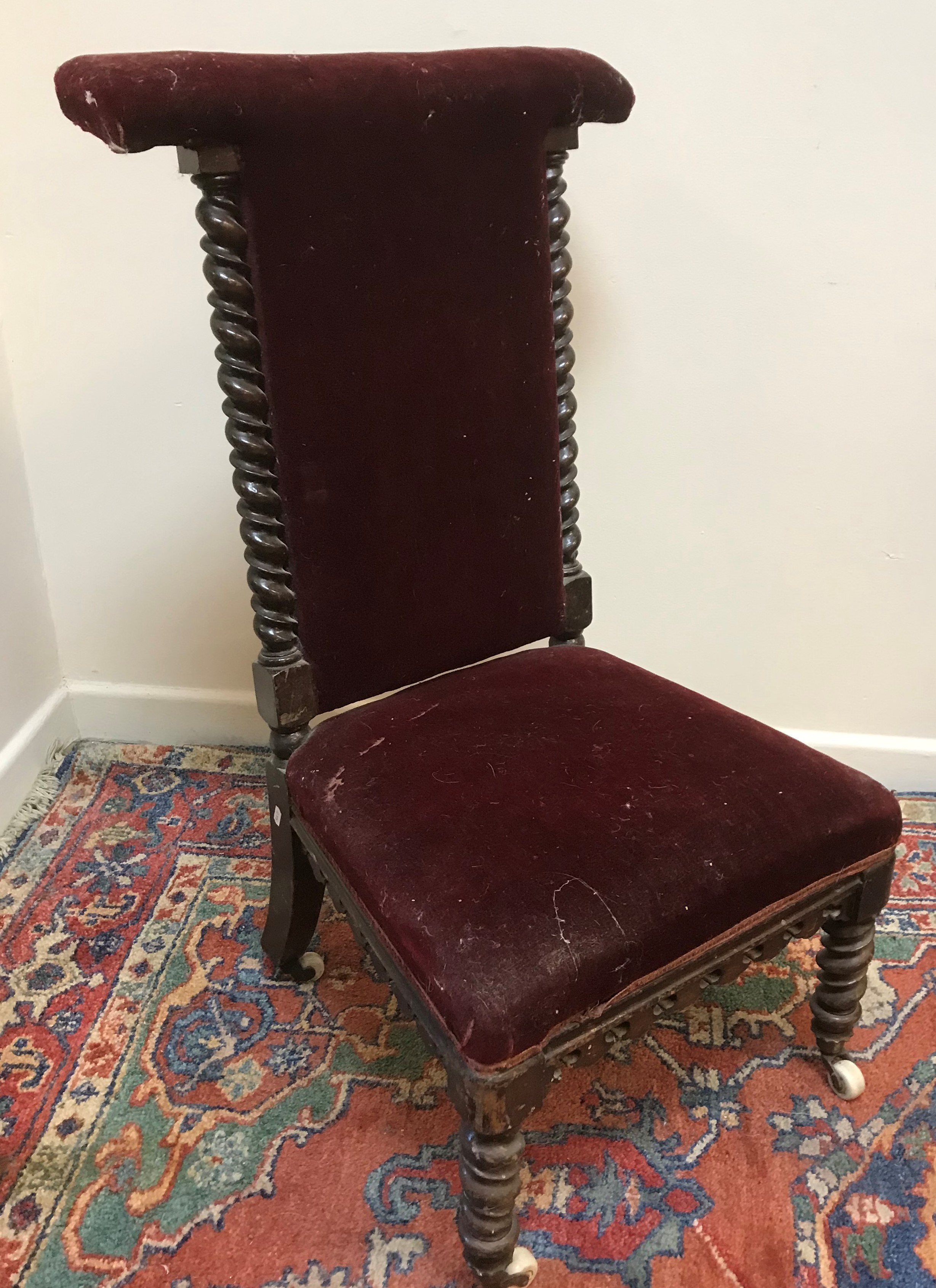 A mahogany and inlaid bow fronted pot cupboard with single drawer above cupboard door on square