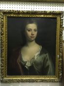 LATE 17TH CENTURY ENGLISH SCHOOL IN THE MANNER OF SIR PIETER LELY "Young girl in blue dress with