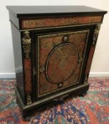 A 19th Century ebonised and boulle work brass and red tortoiseshell inlaid side cabinet,