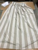 A pair of linen cream and taupe striped lined curtains with fixed triple pencil pleat headings,