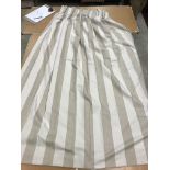 A pair of linen cream and taupe striped lined curtains with fixed triple pencil pleat headings,