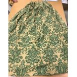 A pair of Cotterstock Designs "Blenheim" cotton interlined curtains in green and gold with fixed