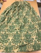 A pair of Cotterstock Designs "Blenheim" cotton interlined curtains in green and gold with fixed