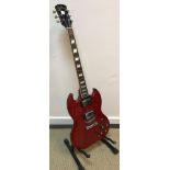 A Jim Deacon Gibson SG style guitar with red body