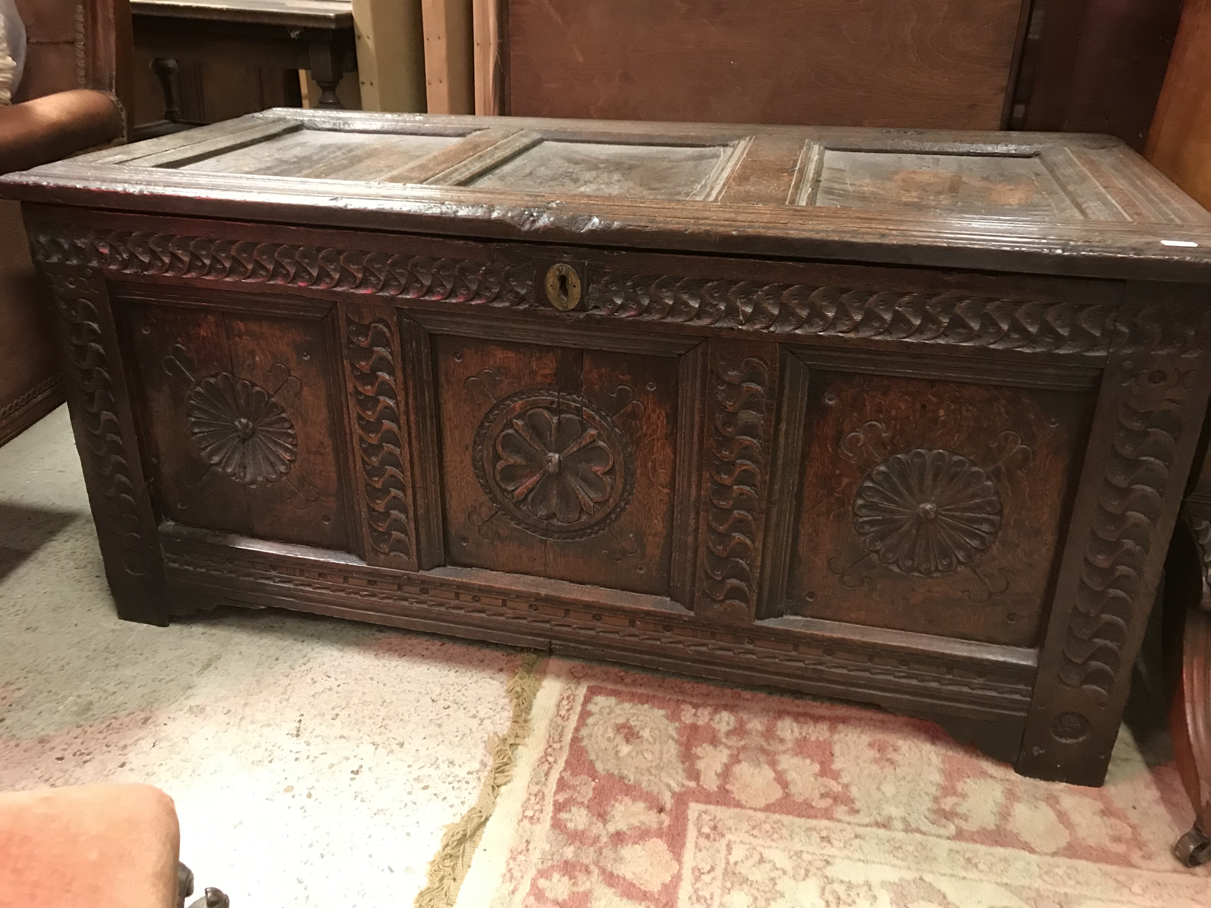 A 17th Century oak coffer, - Image 18 of 41