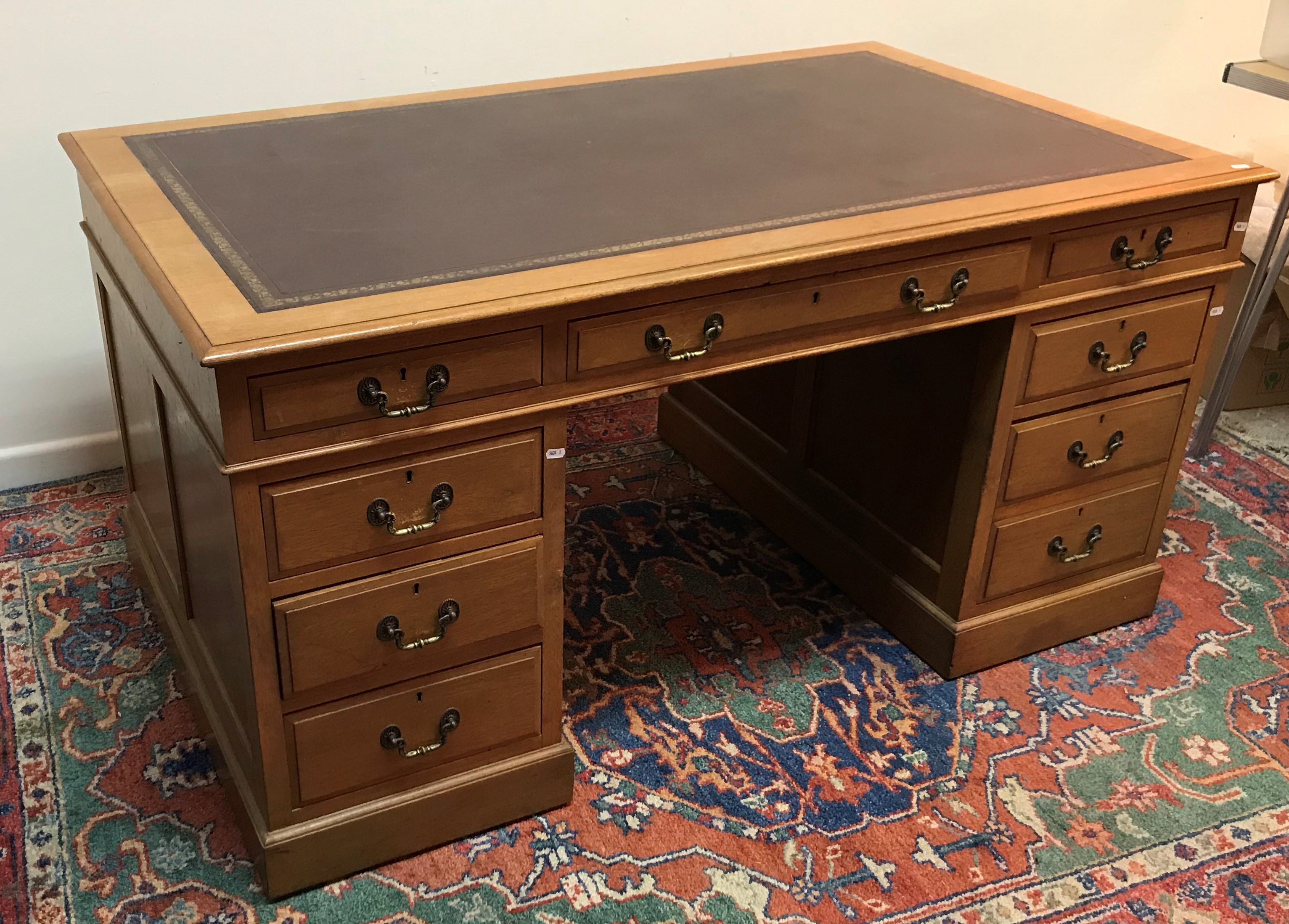 An early 20th Century mahogany double pedestal desk, - Image 3 of 28