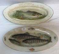 A Woods ivory ware fish platter with transfer decorated centre field , 51 cm x 29 cm,