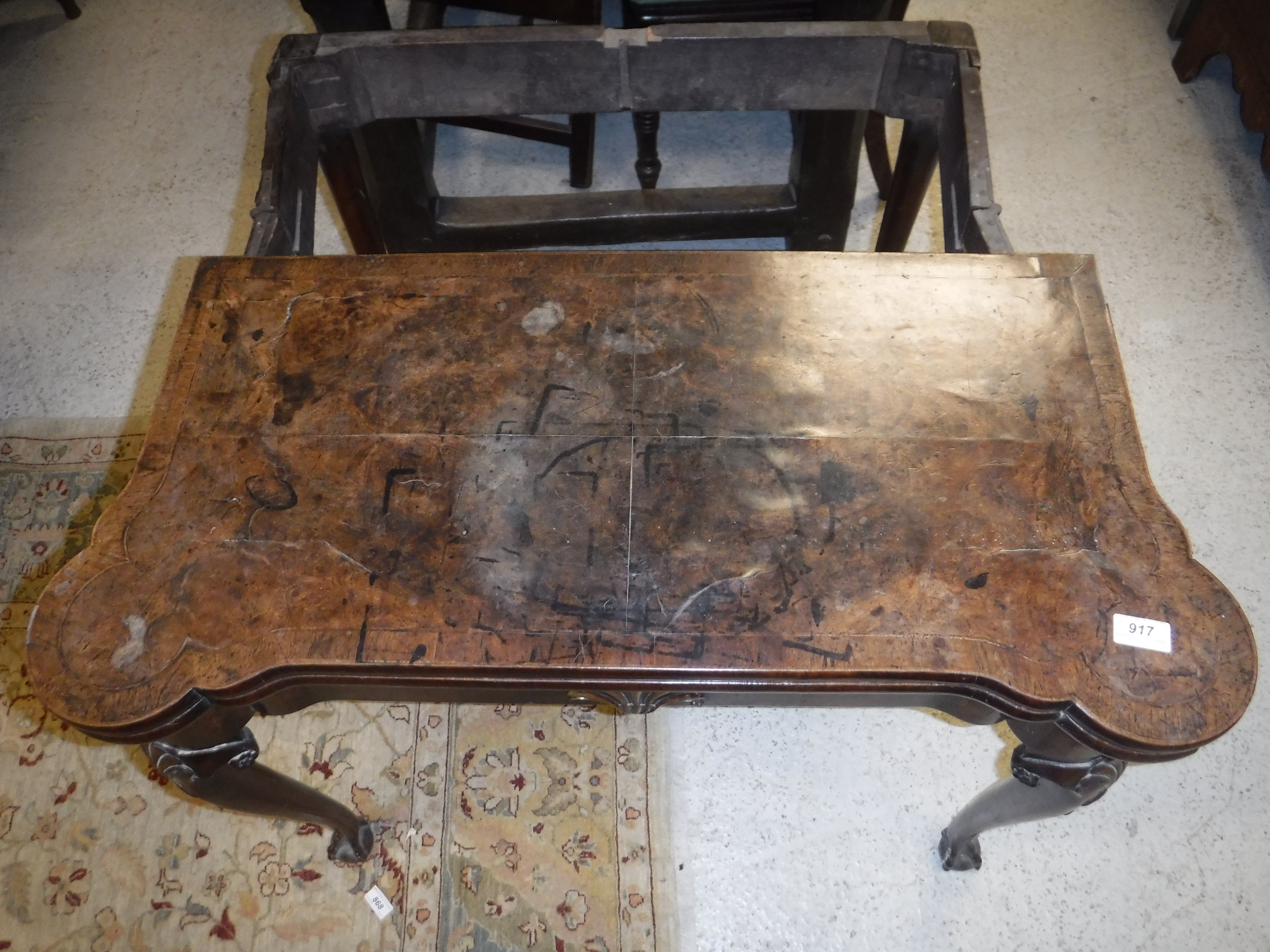 An 18th Century walnut veneered card table, the shaped top quartered, - Image 32 of 36