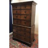 An 18th Century walnut and cross banded chest on chest,