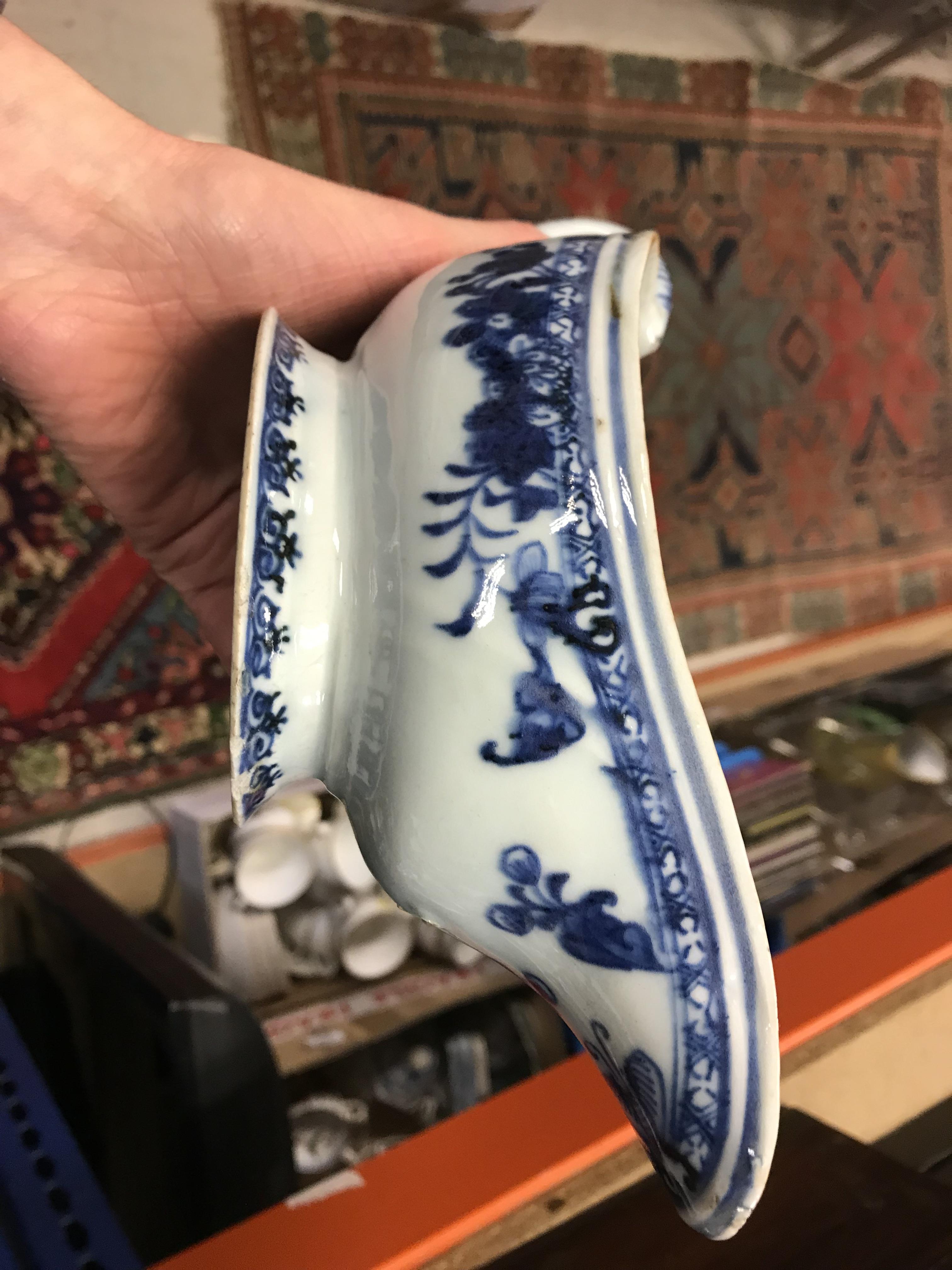 A 19th Century Chinese blue and white porcelain sauce boat, - Image 10 of 45
